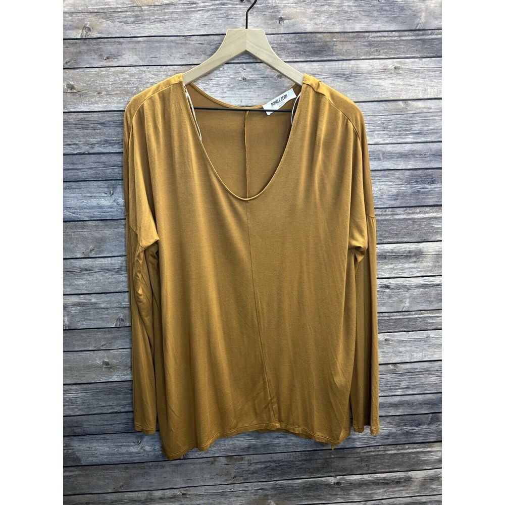 NWOT! Double Zero Scoop Neck Loose Fit Oversized‎ Mustard Top Size Spicy Small